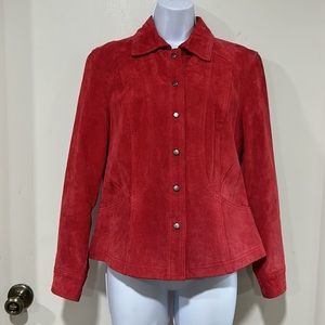 Coldwater Creek Red Suede Leather Jacket Size PM Petite Medium